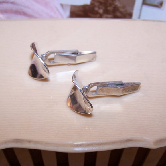 Signed Jenni Sterling Silver "Thumbprint" Cufflinks - Picture 3 of 9